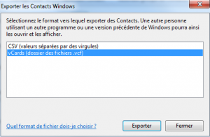 Exporter les contacts Windows